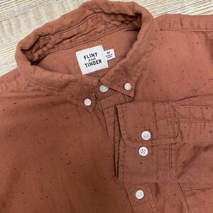 Flint And Tinder Shirt Mens Medium Burnt Orange Speckled Long Sleeve Button Down